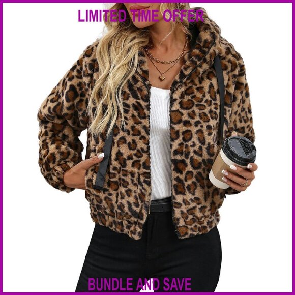 Jackets & Blazers - Faux Fur Crop Jacket Hooded Zip Fleece Sherpa Winter Coat